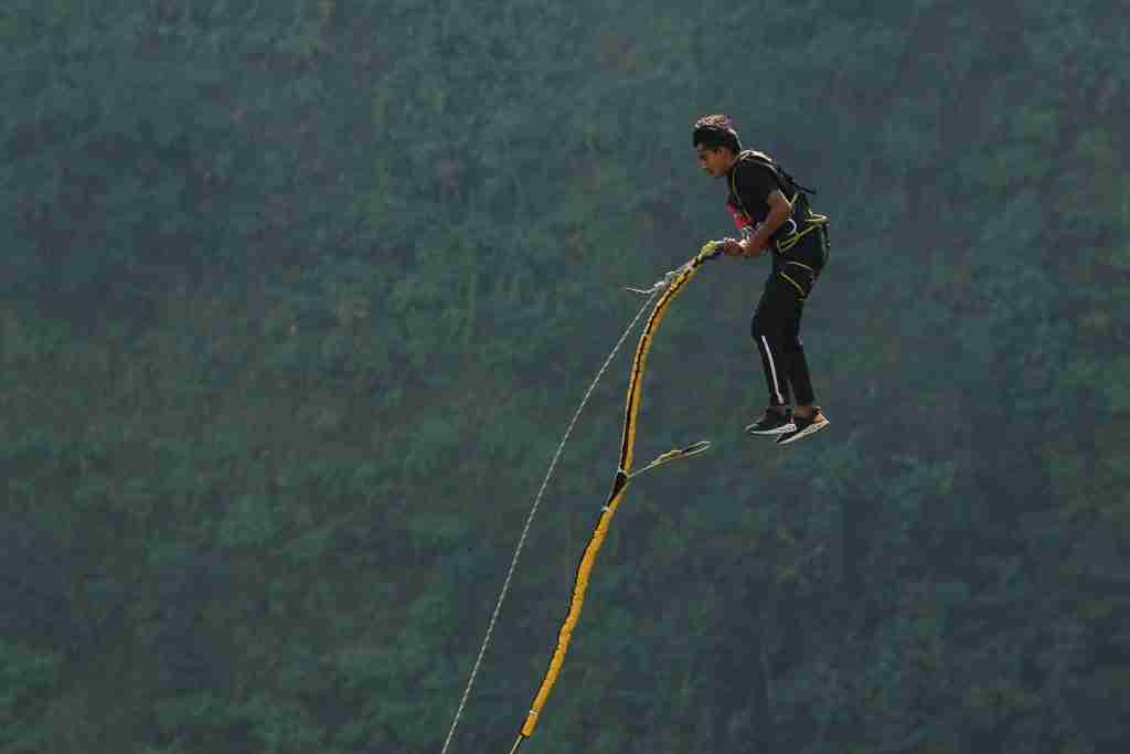 Bungee Jumping at the cliff nepal
