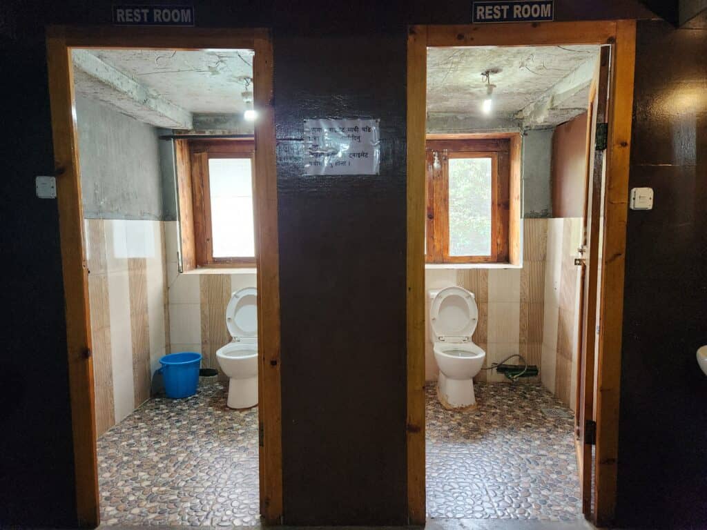 Toilets at teahouse in tyangboche