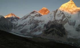 view from kalapatthar.. sunset over everest (middle red color).