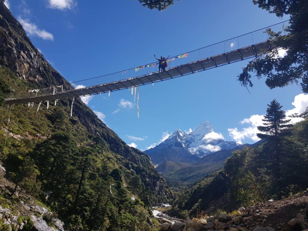 suspension bridge on everest base camp trek