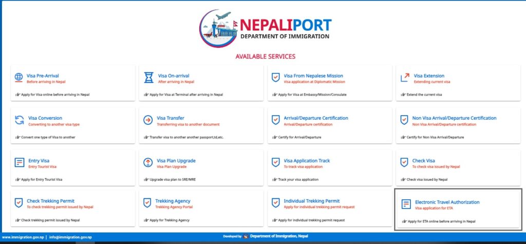 Electronic Travel Authorization Nepal